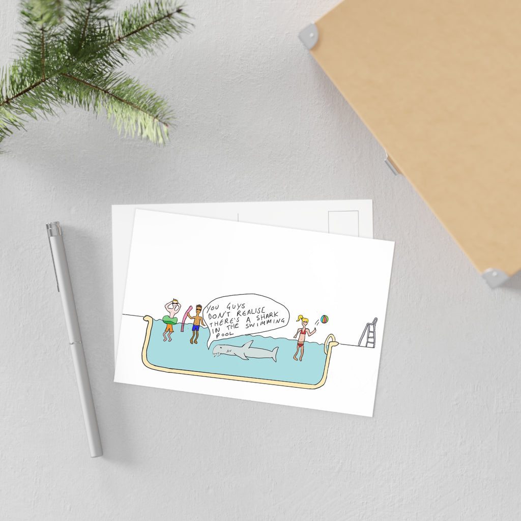 Shark in the Swimming Pool Postcard